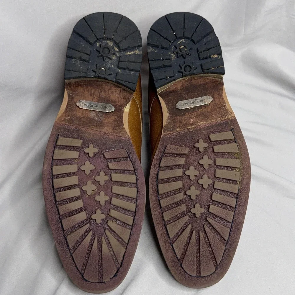 Carlo Morandi Brown Leather Chukka Boots Mens 11 Lace Up Casual Dress Shoes